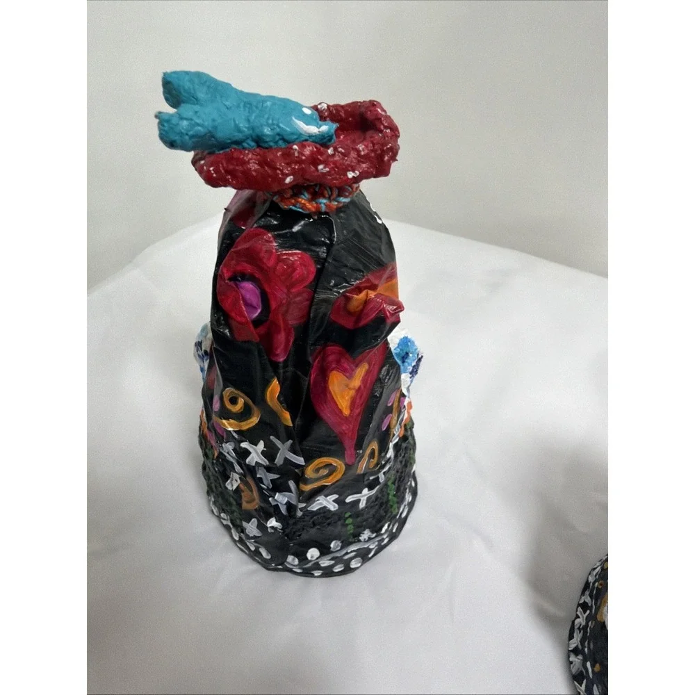2 As Marioskus Da Teresa Paper Mache Doll Handpainted Girl Fish Scarves Jewelry
